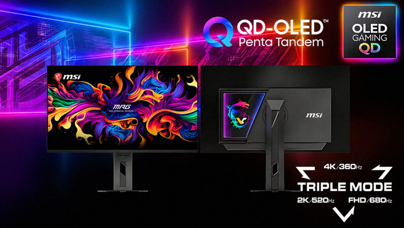 MSI представила первый в мире игровой монитор с QD-OLED и тремя режимами — 4K@360 Гц, 2K@520 Гц и FHD@680 Гц